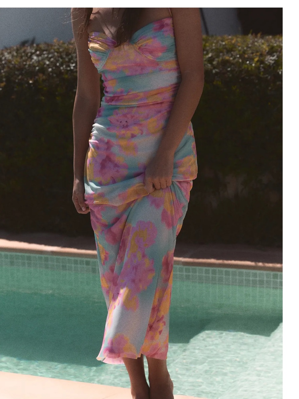Zara Pastel Tie-Dye Slip Midi Dress - Pink, Yellow, Blue - Picture 3 of 10